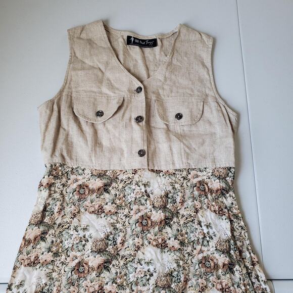 Vintage 90s All That Jazz Dress Women Medium Floral Maxi Sundress Cottagecore - Picture 2 of 9